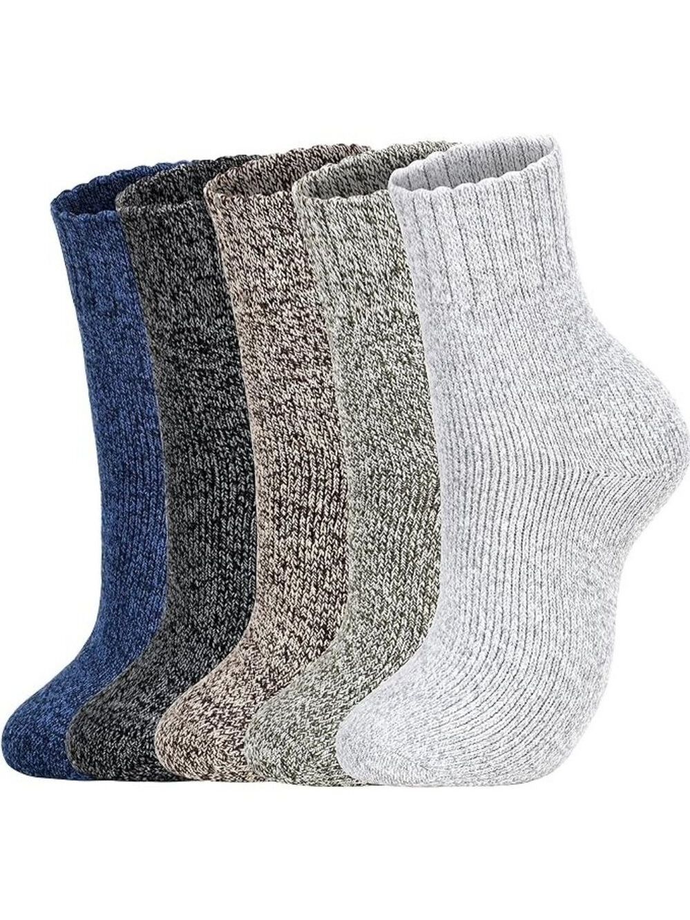 5 Pairs Wool Blend Women's 9-11 Socks Neutrals Marled Solid Colors